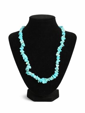 Turquoise Stone Chip Necklace Blue Natural Gemstone Bead Statement Jewelry Boho